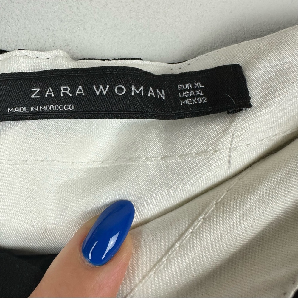 Zara Wide Leg Contrast Stitch Pants with Belt sz XL - Picture 4 of 5